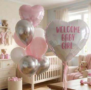 Гелієві кульки на виписку дівчинки &laquo;Welcome Baby Girl&raquo;  5521 фото