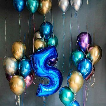 25 різнокольорових хром кульок та цифра 5247 фото